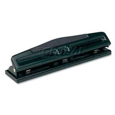 UNIVERSAL 12-Sheet Deluxe Two- and Three-Hole Adjustable Punch, 9/32" Holes, Black UNV74323***